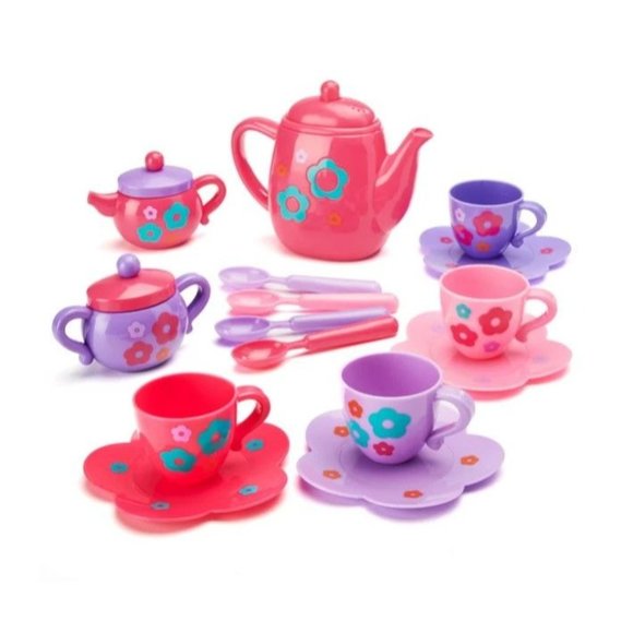 Kid Connection Other - Tea Set Floral Tea Set in Pink and Purple 18 piece Tea Set Tea Party